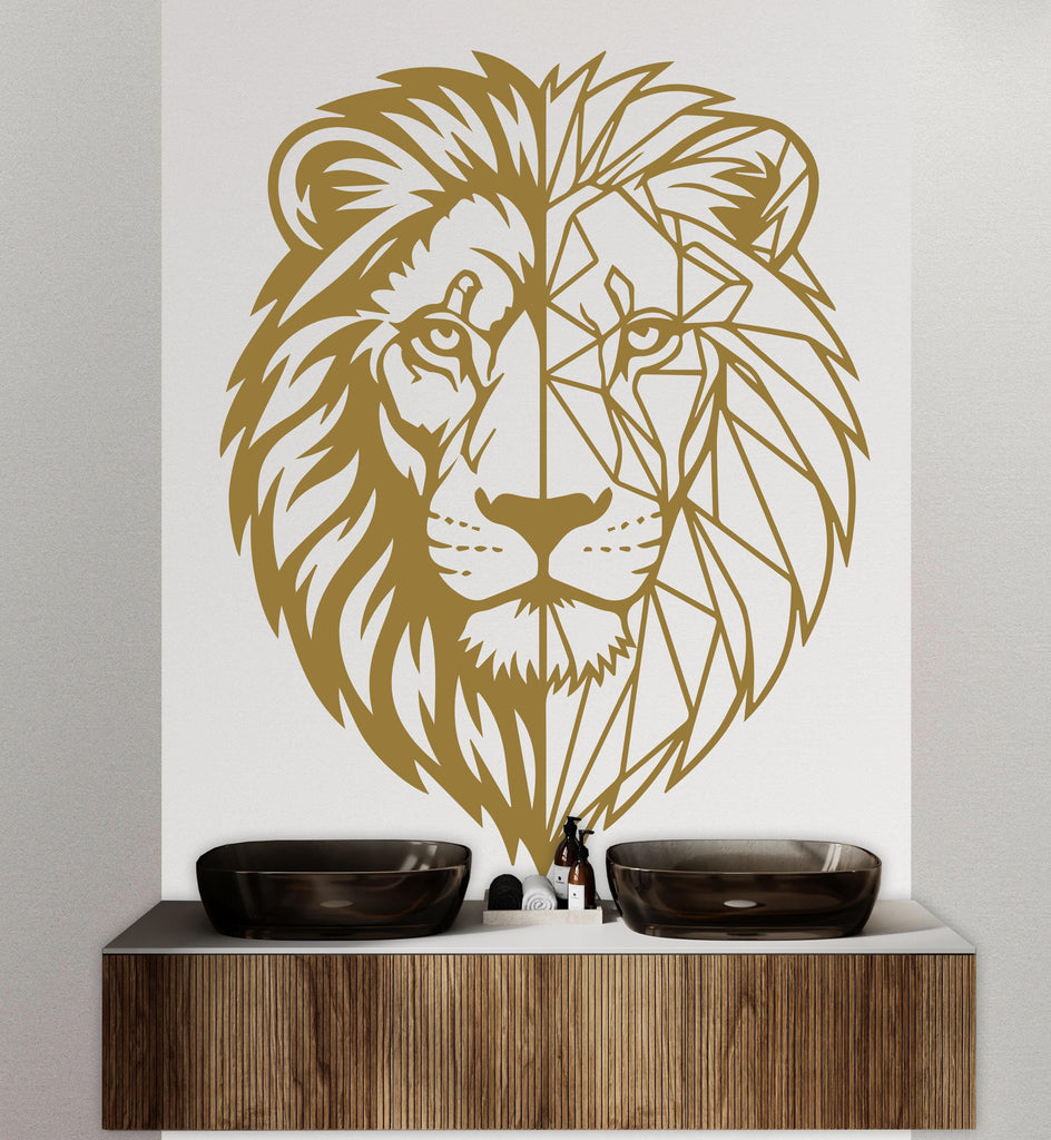 Lion Polygonal wall decal Lion Geometric decor Lion wall art Decal Lion Lover Animals Lion Wall Bathroom Wall Decals Stickers 243DE