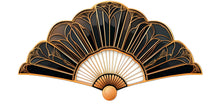Load image into Gallery viewer, Black And Gold Art Deco Fan Wall Decal, Luxury Wall Sticker, Geometric Fan Wall Art, Glam Home Decor, Peel And Stick Wall Decal