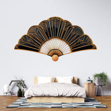Load image into Gallery viewer, Black And Gold Art Deco Fan Wall Decal, Luxury Wall Sticker, Geometric Fan Wall Art, Glam Home Decor, Peel And Stick Wall Decal