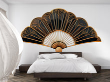 Load image into Gallery viewer, Black And Gold Art Deco Fan Wall Decal, Luxury Wall Sticker, Geometric Fan Wall Art, Glam Home Decor, Peel And Stick Wall Decal