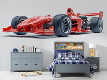 Load image into Gallery viewer, Formula Race Car Wall Decal, Red Racing Car Wall Sticker, Kids Room Car Decor, Boys Bedroom Wall Art, Peel And Stick Wall Decal