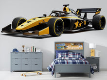 Load image into Gallery viewer, Race Car Wall Decal For Kids Room, Formula Racing Car Wall Sticker, Boys Bedroom Wall Art, Car Theme Nursery Decor, Peel And Stick