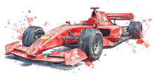 Load image into Gallery viewer, Formula Race Car Wall Decal For Kids Room, Watercolor Racing Car Wall Sticker, Boys Bedroom Wall Art, Car Theme Nursery Decor