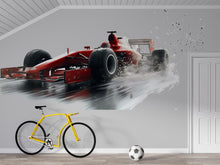Load image into Gallery viewer, Formula Race Car Wall Decal For Kids Room, Red Racing Car Wall Sticker, Speed Car Bedroom Decor, Boys Room Wall Art