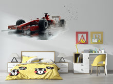Load image into Gallery viewer, Formula Race Car Wall Decal For Kids Room, Red Racing Car Wall Sticker, Speed Car Bedroom Decor, Boys Room Wall Art