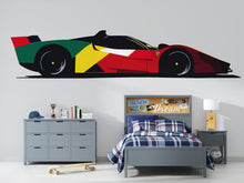 Load image into Gallery viewer, Abstract Formula Race Car Wall Decal For Kids Room, Modern Racing Car Wall Sticker, Boys Bedroom Speed Car Wall Art