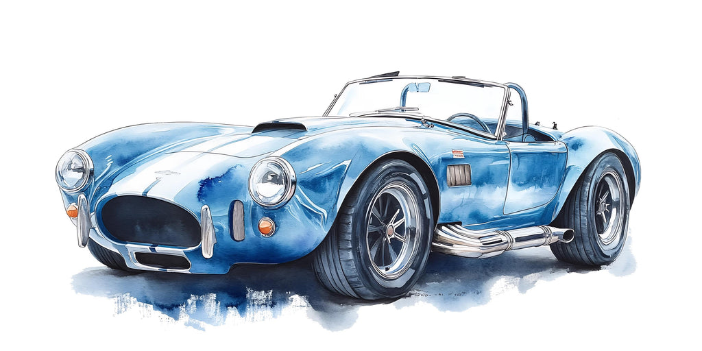 Blue Vintage Race Car Wall Decal | Watercolor Sports Car Sticker | Boys Room Car Wall Art | Nursery Playroom Vehicle Wall Decor