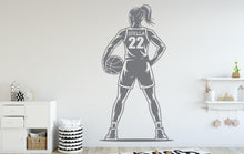 Load image into Gallery viewer, Basketball Girl Wall Decal, Custom Name Basketball Wall sticker, Personalized gifts Basket Girl Basketball wall art Kids room Decal 251DE
