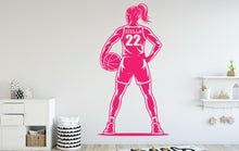 Load image into Gallery viewer, Basketball Girl Wall Decal, Custom Name Basketball Wall sticker, Personalized gifts Basket Girl Basketball wall art Kids room Decal 251DE