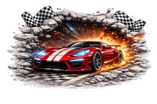 Load image into Gallery viewer, 3D Racing Car Wall Decal For Boys Room, Race Car Wall Sticker, Kids Bedroom Wall Art, Peel And Stick Racing Car Wall Decor