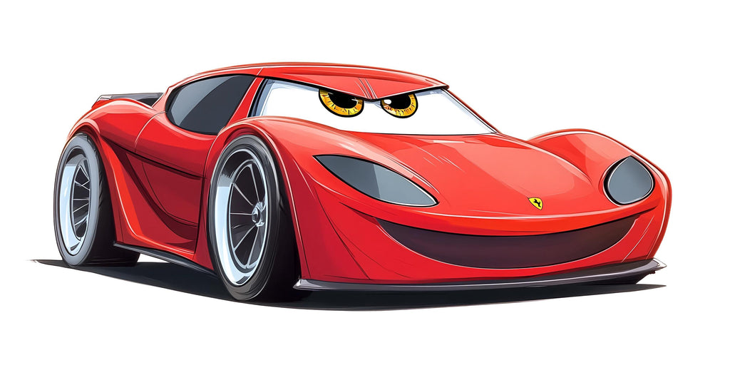 Cute Red Racing Car Wall Decal For Kids Room | Cartoon Car Wall Sticker | Nursery Boy Bedroom Decor | Playroom Peel And Stick Art