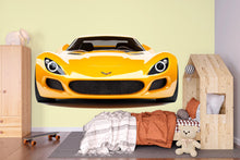 Load image into Gallery viewer, Yellow Sports Car Wall Decal For Kids Room | Racing Car Wall Sticker | Boys Bedroom Wall Art | Playroom Car Decor | Peel And Stick Decal