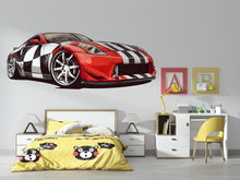 Load image into Gallery viewer, Red Racing Car Wall Decal | Sports Car Wall Sticker For Boys Room | Race Car Bedroom Decor | Kids Room Wall Art | Peel And Stick