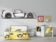 Load image into Gallery viewer, Minimalist Racing Car Wall Decal | Black And White Sports Car Wall Sticker | Boys Room Decor | Car Outline Wall Art | Peel And Stick