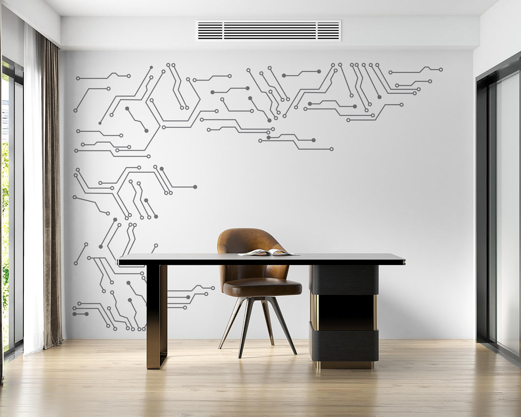 Technology Wall Decal, Circuit Wall sticker, Tech wall decor, Office decal, Office wall art Office wall Decor 249DE