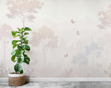 Load image into Gallery viewer, Pastel Butterfly Wallpaper Mural – Forest wallpaper, butterfly wall art, Elegant Watercolor Wall Art for Girls Bedroom Nursery 1024RS