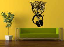 Load image into Gallery viewer, Wall Decal Vinyl Sticker Decals Peal And Stick Cheap Free Shipping Art Wolf Head Animal Coyote Hungry For Music Biting Headphones L505