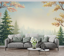 Load image into Gallery viewer, Dreamy Spring Forest Wallpaper Mural – Watercolor Evergreen Trees, Forest wallpaper, Pine Tree Wall Art for Nursery Room 257DE