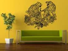 Load image into Gallery viewer, Wall Decal Vinyl Sticker Decals Peal And Stick Cheap Free Shipping Music Art Two Tigers Predator Animal Exotic Jungle Flowers L447