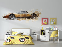 Load image into Gallery viewer, Vintage Racing Car Wall Decal | Mud Splash Car Wall Sticker | Boys Room Decor | Classic Sports Car Wall Art | Peel And Stick Decal