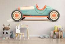 Load image into Gallery viewer, Vintage Race Car Wall Decal | Pastel Car Wall Sticker | Nursery Car Decor | Kids Room Wall Art | Peel And Stick Racing Car Decal