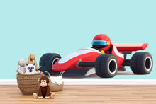 Load image into Gallery viewer, Cute Formula Racing Car Wall Decal | Kids Nursery Race Car Sticker | Baby Boy Room Wall Art | Cartoon Racing Car Peel And Stick