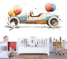 Load image into Gallery viewer, Vintage Car Wall Decal With Balloons | Watercolor Nursery Wall Art | Kids Room Wall Sticker | Classic Car Decor | Peel And Stick