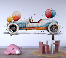 Load image into Gallery viewer, Vintage Car Wall Decal With Balloons | Watercolor Nursery Wall Art | Kids Room Wall Sticker | Classic Car Decor | Peel And Stick