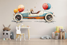 Load image into Gallery viewer, Vintage Car Wall Decal With Balloons | Watercolor Nursery Wall Art | Kids Room Wall Sticker | Classic Car Decor | Peel And Stick