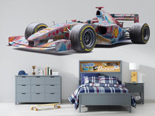 Load image into Gallery viewer, Formula Race Car Wall Decal | Racing Car Wall Sticker | Kids Room Motorsport Decor | Modern Car Wall Art | Peel And Stick
