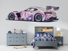 Load image into Gallery viewer, Pink Race Car Wall Decal | Sports Car Wall Sticker | Modern Racing Wall Art | Teen Room Car Decor | Peel And Stick Wall Art