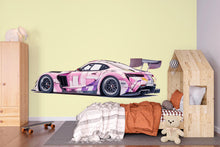 Load image into Gallery viewer, Pink Race Car Wall Decal | Sports Car Wall Sticker | Modern Racing Wall Art | Teen Room Car Decor | Peel And Stick Wall Art