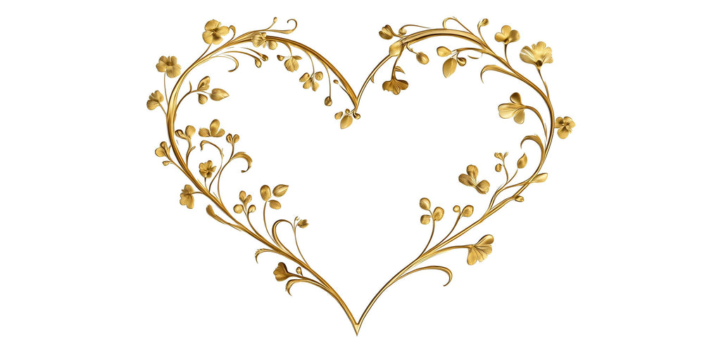 Gold Floral Heart Wall Decal | Romantic Wall Sticker | Botanical Heart Wall Art | Bedroom Wall Decor | Peel And Stick Floral Decal