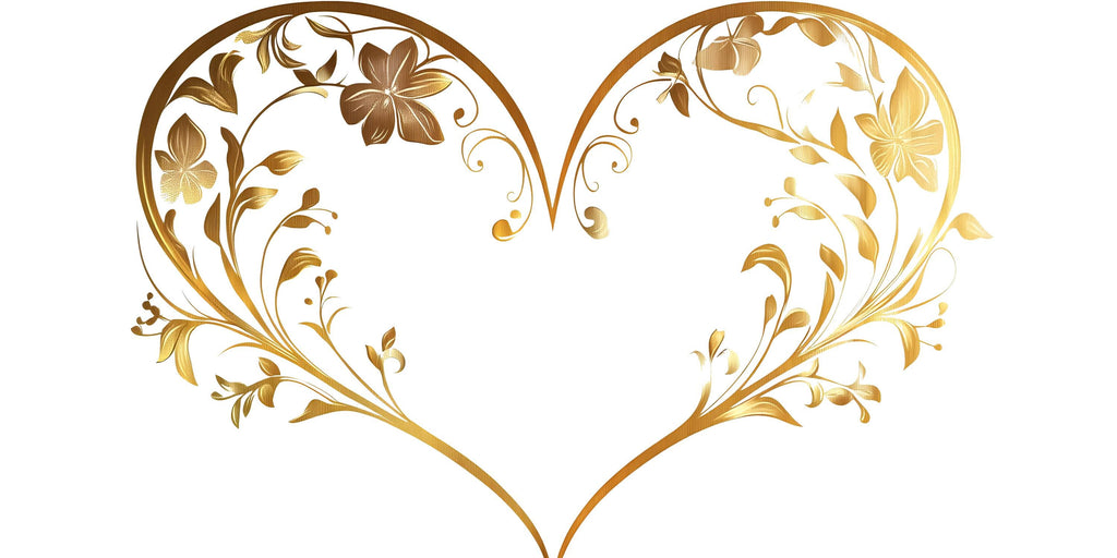 Gold Floral Heart Wall Decal | Elegant Botanical Heart Wall Sticker | Romantic Wall Art | Bedroom Wall Decor | Peel And Stick Wall Decal