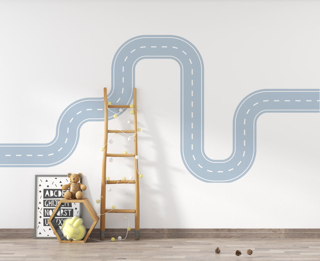 Road wind Wall Decal Highway Vinyl Sticker Track Route Wall Decor Kids Playroom Boys Room Wall Art Automotive Bedroom Mural Sticker 228DE