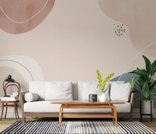Load image into Gallery viewer, Abstract Watercolor Nursery Mural · Minimal Organic Shapes Wallpaper · Blush Pink Neutral Wall Art · Modern Nursery Decor 225DE