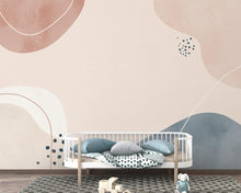 Load image into Gallery viewer, Abstract Watercolor Nursery Mural · Minimal Organic Shapes Wallpaper · Blush Pink Neutral Wall Art · Modern Nursery Decor 225DE