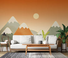 Load image into Gallery viewer, Minimal Mountain Nursery Mural · Watercolor Landscape Wallpaper · Neutral Sage Beige Wall Art · Gender Neutral Nursery Decor 226DE