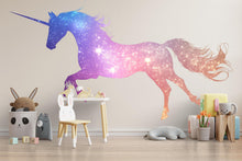 Load image into Gallery viewer, Galaxy Unicorn Wall Decal Magical Unicorn Sticker Rainbow Star Nursery Wall Art For Kids Room Baby Nursery Playroom Fantasy Decor