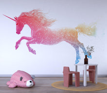 Load image into Gallery viewer, Rainbow Galaxy Unicorn Wall Decal Magical Unicorn Sticker Fantasy Nursery Wall Art For Kids Room Baby Nursery Playroom Decor