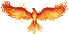 Load image into Gallery viewer, Golden Fire Phoenix Wall Decal Mythical Flame Bird Sticker Fantasy Wall Art For Living Room Bedroom Office Statement Decor