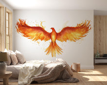 Load image into Gallery viewer, Golden Fire Phoenix Wall Decal Mythical Flame Bird Sticker Fantasy Wall Art For Living Room Bedroom Office Statement Decor