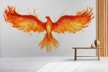 Load image into Gallery viewer, Golden Fire Phoenix Wall Decal Mythical Flame Bird Sticker Fantasy Wall Art For Living Room Bedroom Office Statement Decor