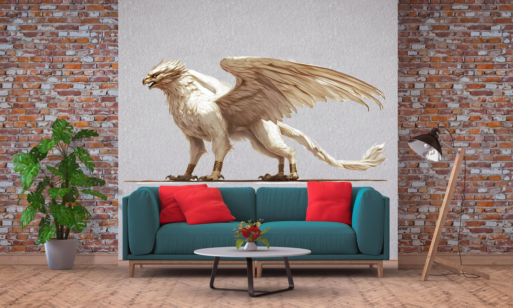 White Griffin Wall Decal Mythical Griffin Sticker Fantasy Creature Wall Art For Living Room Bedroom Office Statement Decor