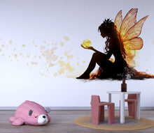 Load image into Gallery viewer, Golden Fairy Wall Decal Magical Fairy Sticker Fantasy Nursery Wall Art For Kids Room Baby Nursery Playroom Whimsical Decor