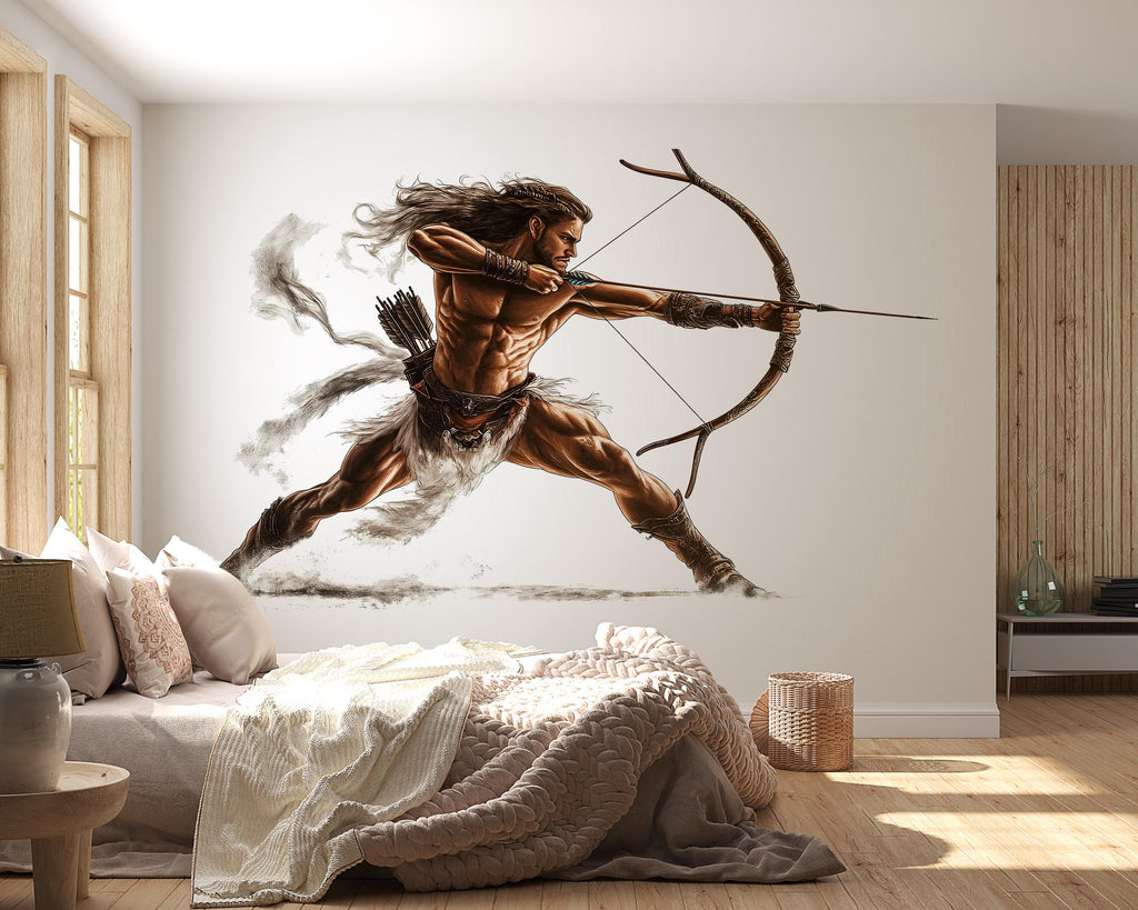 Epic Warrior Archer Wall Decal Fantasy Archer Sticker Action Hero Wall Art For Kids Room Teen Bedroom Playroom Adventure Decor