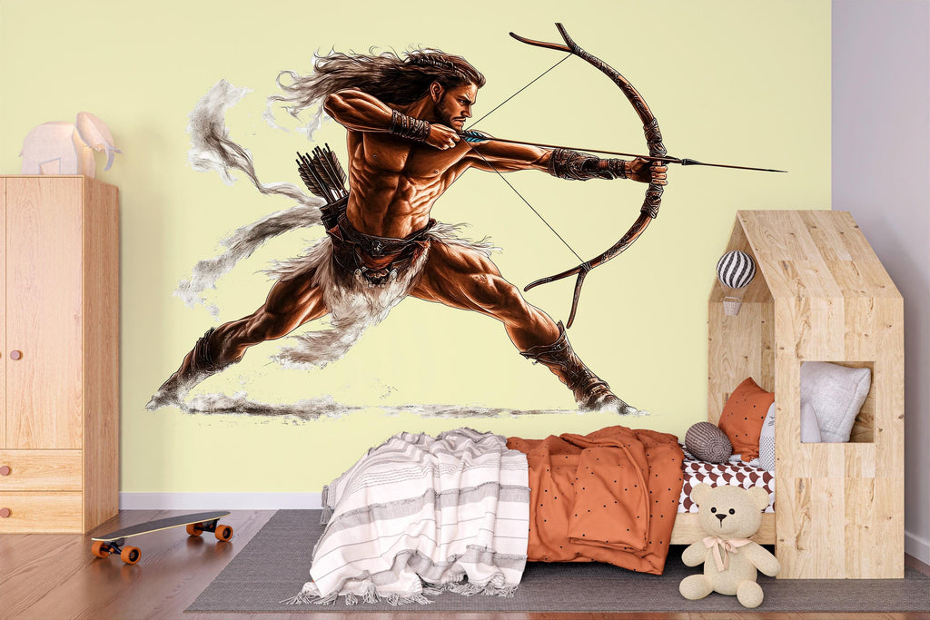 Epic Warrior Archer Wall Decal Fantasy Archer Sticker Action Hero Wall Art For Kids Room Teen Bedroom Playroom Adventure Decor
