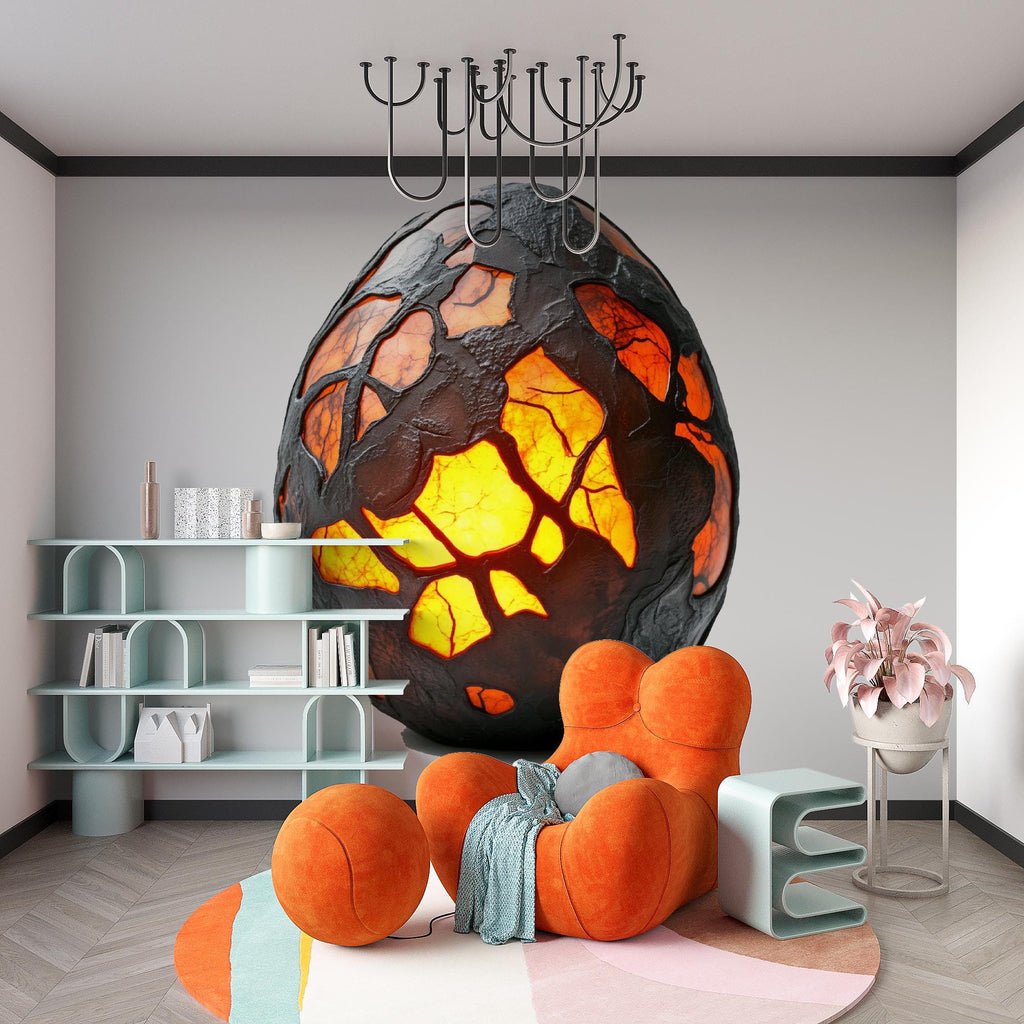 Molten Dragon Egg Wall Decal Fantasy Dragon Egg Sticker Lava Crystal Wall Art For Bedroom Kids Room Gaming Room Mythical Decor
