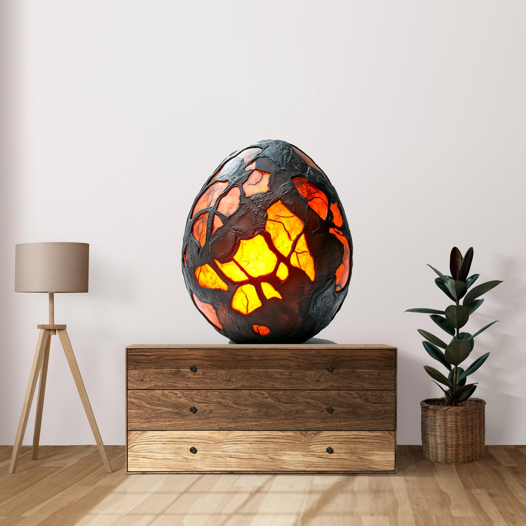 Molten Dragon Egg Wall Decal Fantasy Dragon Egg Sticker Lava Crystal Wall Art For Bedroom Kids Room Gaming Room Mythical Decor