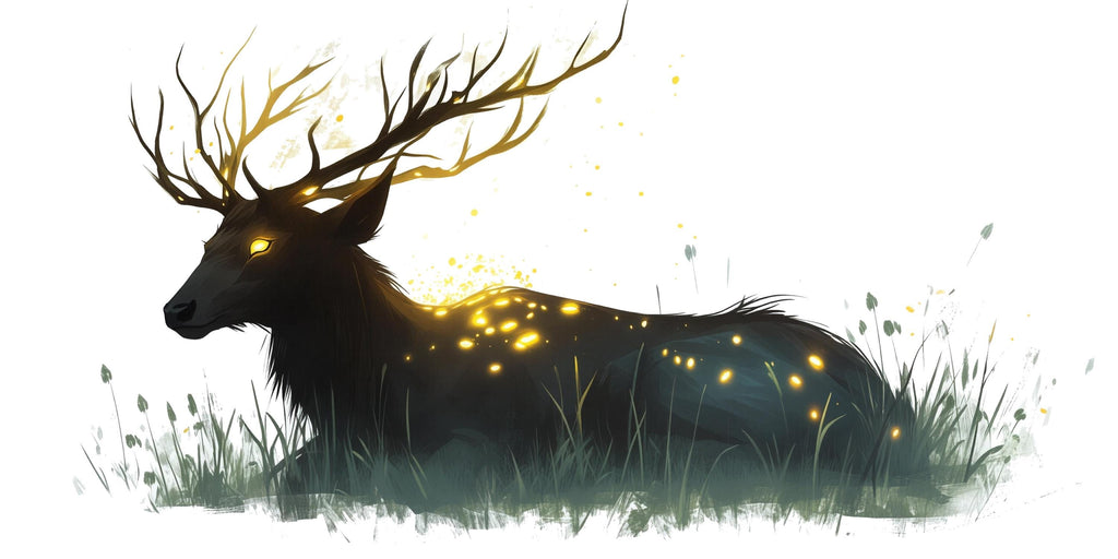 Mystical Stag Wall Decal Glowing Deer Sticker Fantasy Forest Wall Art For Bedroom Living Room Office Woodland Decor